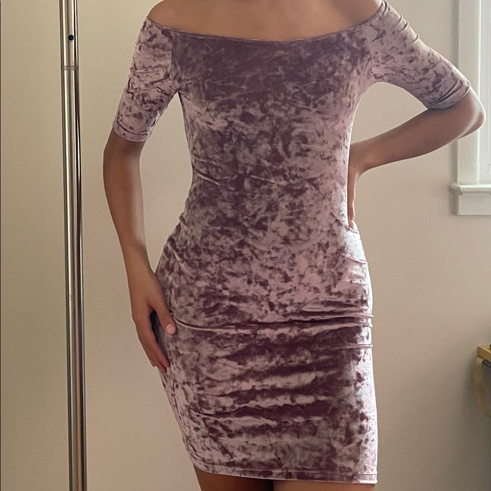 Pink Velvet Bodycon Dress
